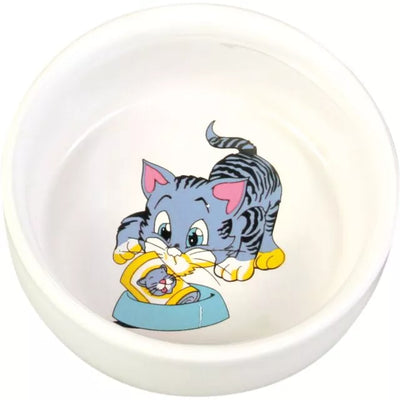 Trixie Dubenėlis su nupieštu katinu, keramika, 0.3 l/ 11 cm, baltas