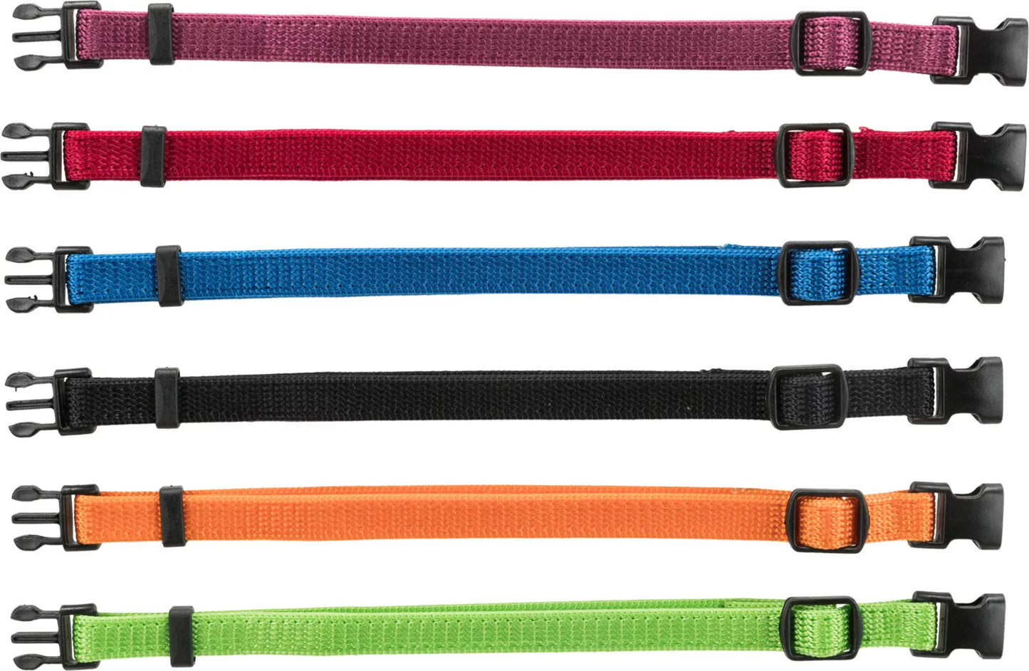 Trixie Junior Antkaklių kompl., S–M 17–25 cm/10 mm, 6 vnt. juodas, raudonas, mėlynas (pak. 6 vnt.)