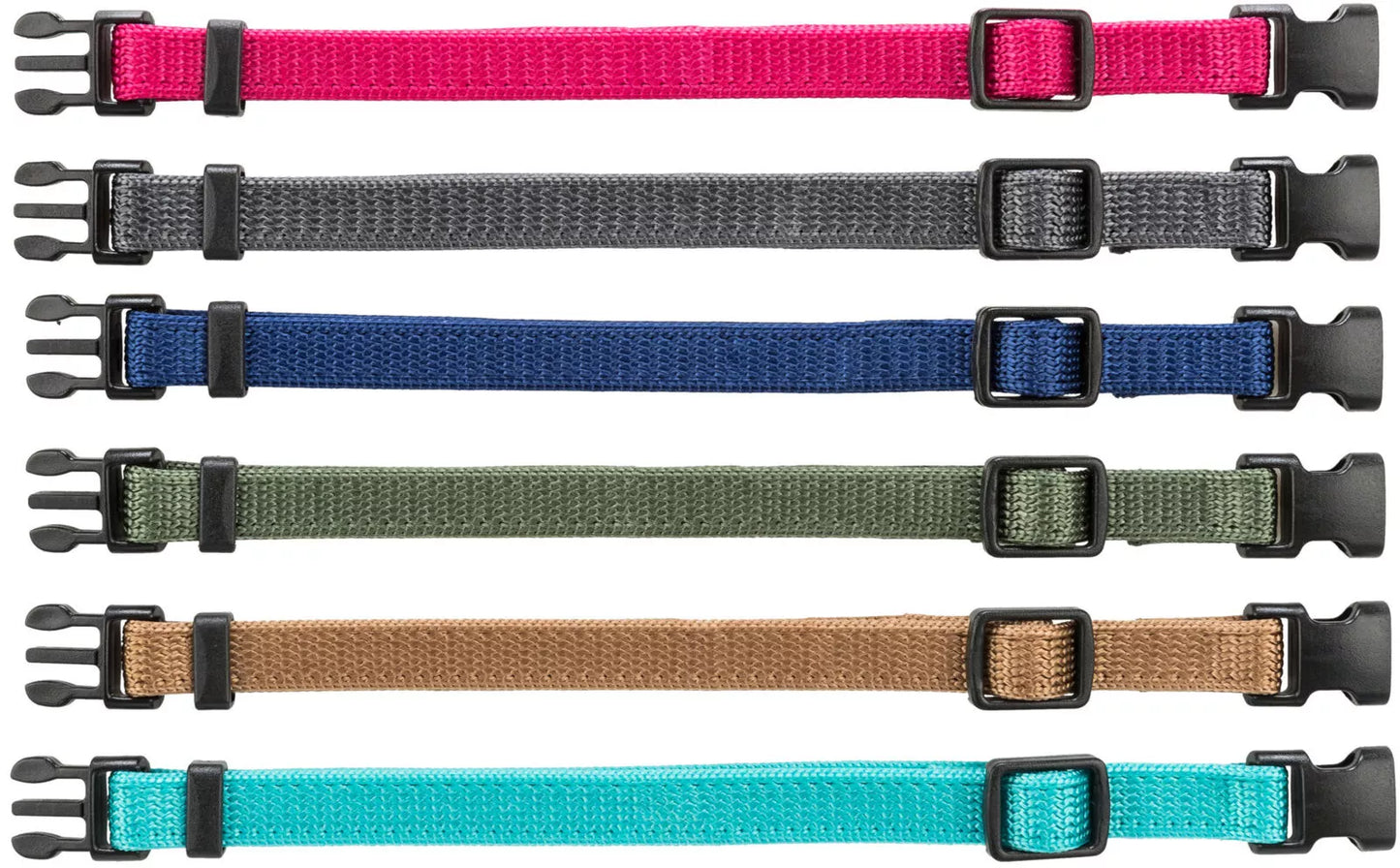 Trixie Junior Antkaklių kompl., M–L 22–35 cm/10 mm, 6 vnt. fuksija, grafito, ind (pak.4)