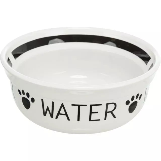 TRIXIE „Water"dubenėlis, keramika, 0.6 l/15 cm, baltas/juodas