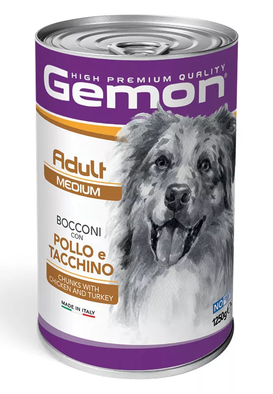 Gemon medium adult konservuotas pašaras su vištienos ir kalakutienos gabaliukais 1250g