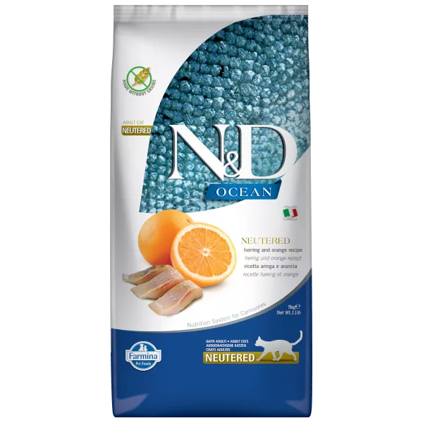 FARMINA N&D OCEAN - CAT Dry Herring&Orange NEUTERED ADULT 5 kg