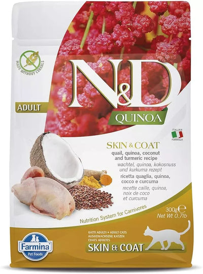 FARMINA N&D QUINOA - CAT Dry SKIN&COAT Quail&Coconut ADULT 300 g