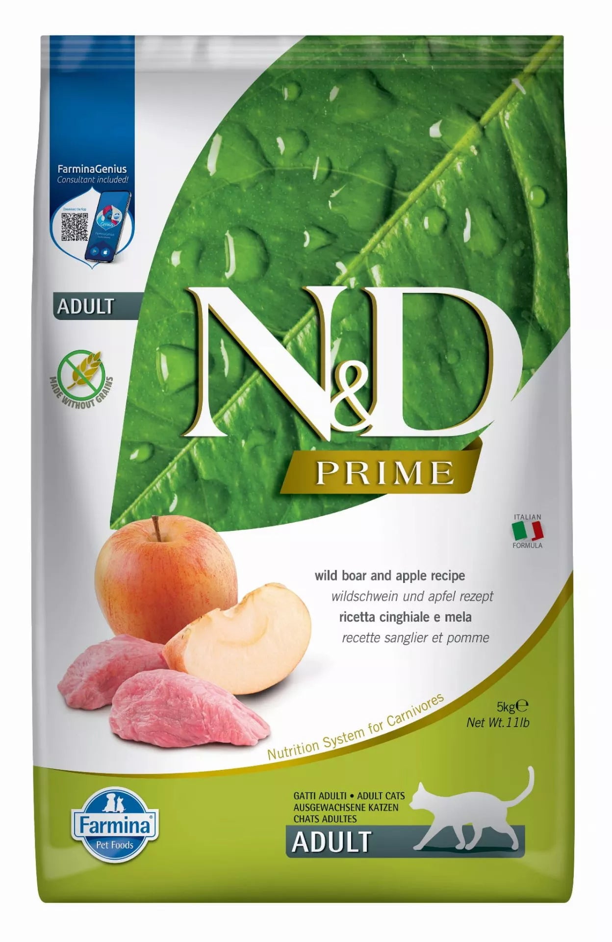 FARMINA N&D PRIME - CAT Dry Wild Boar&Apple ADULT 5 kg