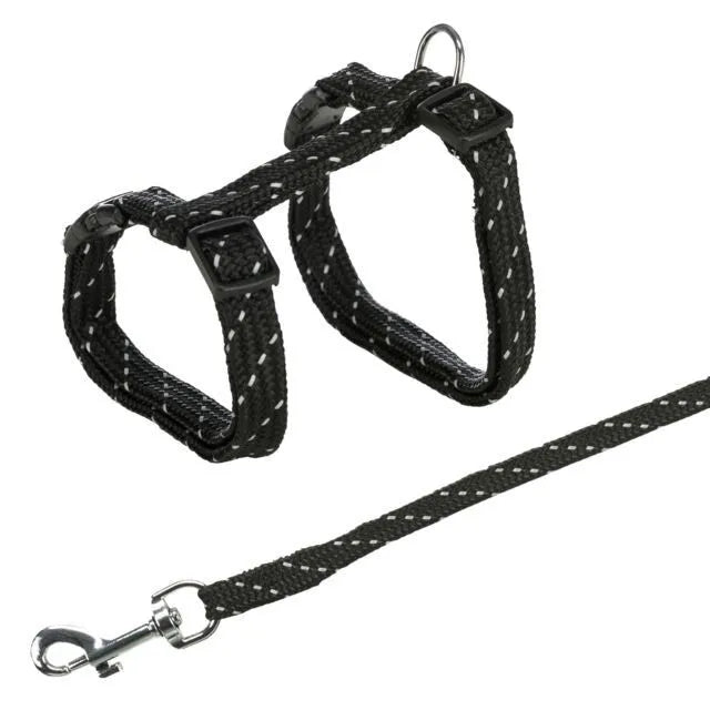 Trixie Kačiukų petnešos su pavadėliu, atspind., 27-45cm/10mm, 1.3m