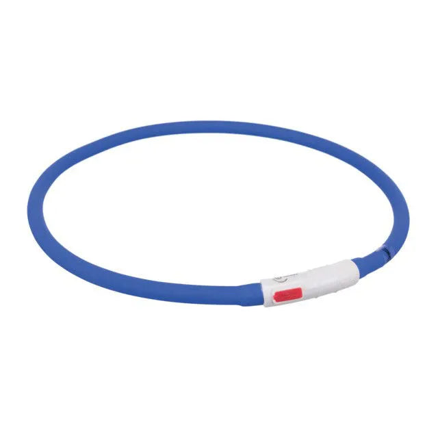 Trixie LED antkaklis USB, silikonas, XS-XL 70cm/10mm, mėlynas