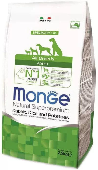 Monge adult sausas pašaras (triušiena, ryžiai, bulvės) 2,5kg