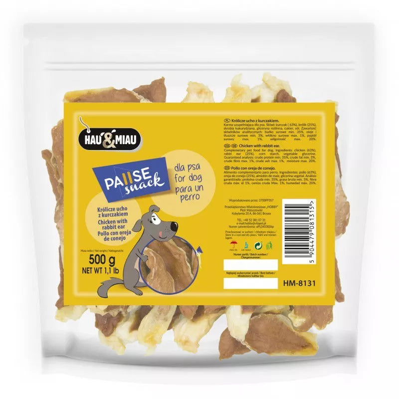 Hau&Miau triušių ausys su vištiena 500g