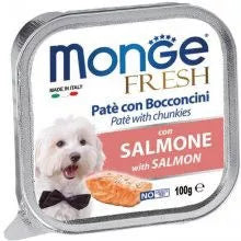 Monge Fresh paštetas šunims su lašišos gabalėliais 100g