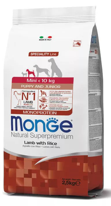 Monge mini puppy sausas pašaras (ėriena ir ryžiai) 7,5kg