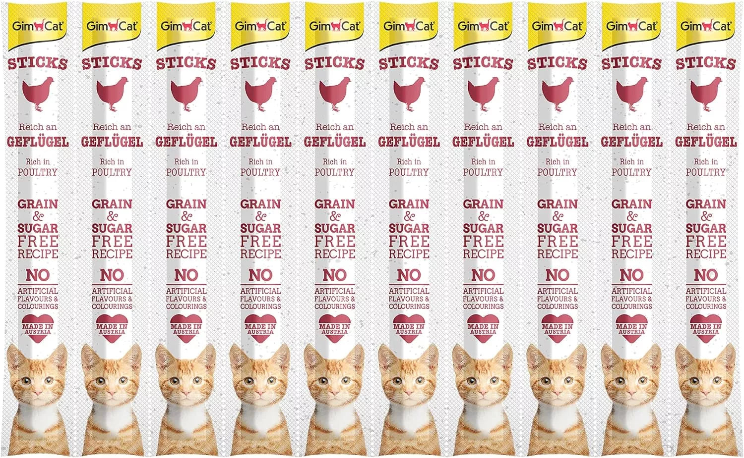 GimCat Sticks begrūdės lazdelės, su paukštiena (10 vnt)
