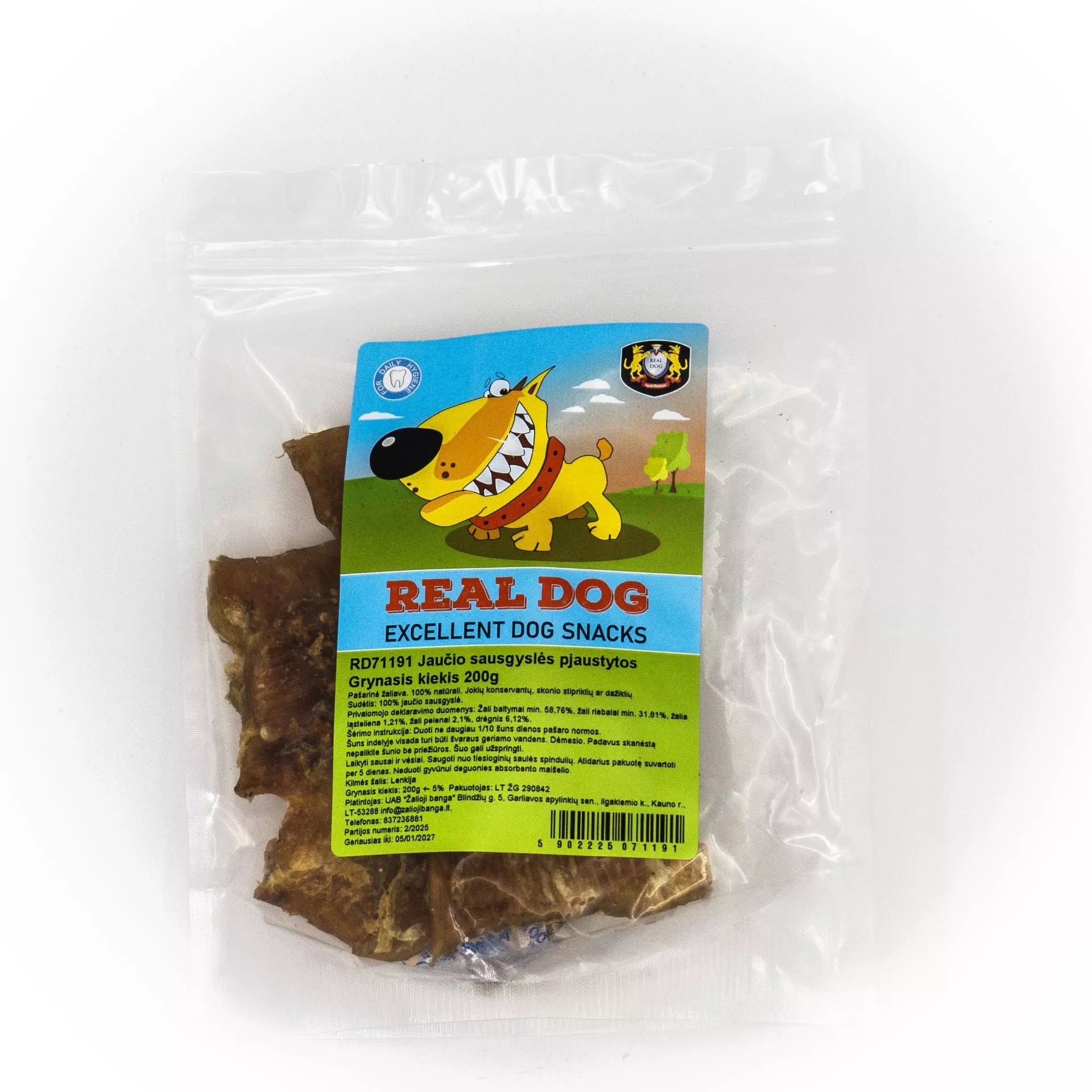Real Dog jaučio sausgyslės pjaustytos 200g