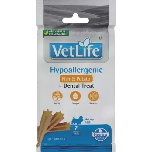 FARMINA  VET LIFE - DOG TREAT - HYPOALLERGENIC Fish&Potato ADULT MINI 60 g