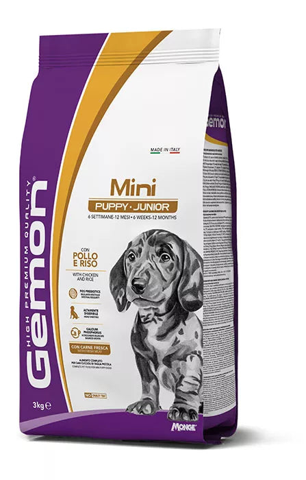 Gemon mini puppy visavertis pašaras jauniems šuniukams su vištiena ir ryžiais 3kg