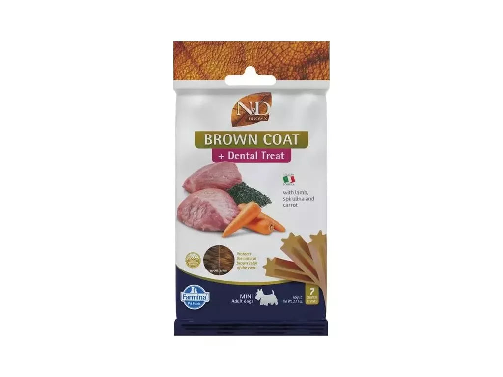 FARMINA N&D BROWN - DOG TREAT - Lamb Potato Carrot&Spirulina ADULT MINI 60 g