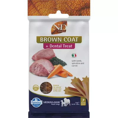 FARMINA N&D BROWN - DOG TREAT - Lamb Potato Carrot&Spirulina ADULT MED&MAX 100 g