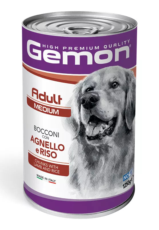 Gemon medium adult konservuotas pašaras su ėriena ir ryžiais 1250g