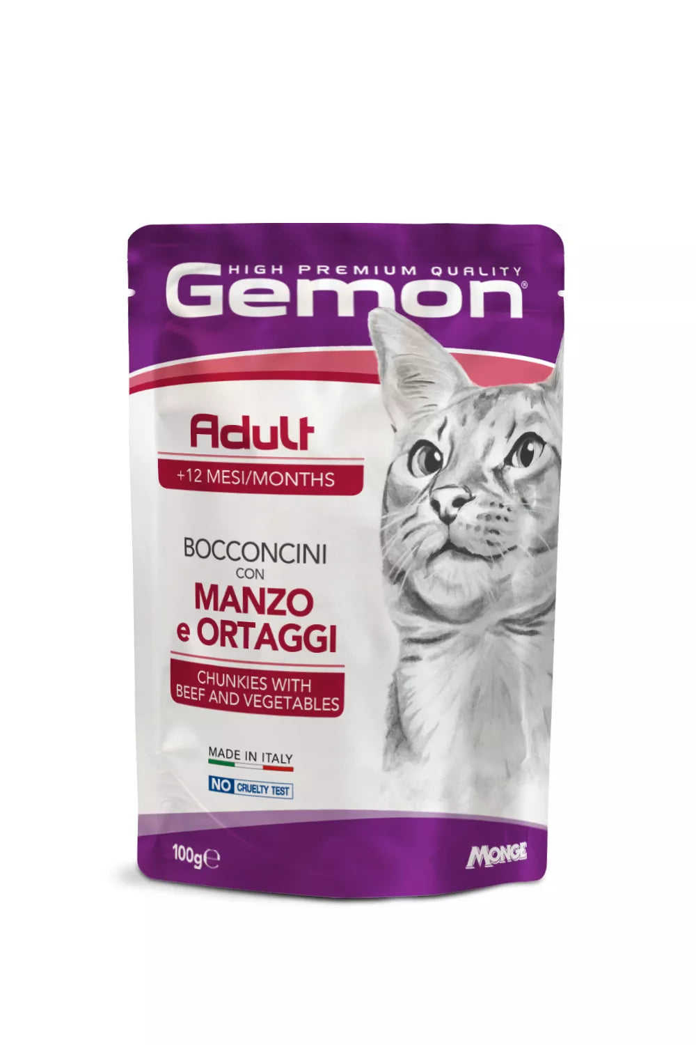 Gemon Adult konservuotas pašaras suaugusioms katėms su jautiena ir daržovėmis 100g