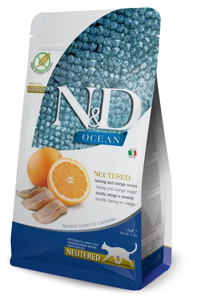 FARMINA N&D OCEAN - CAT Dry Herring&Orange NEUTERED ADULT 1,5 kg