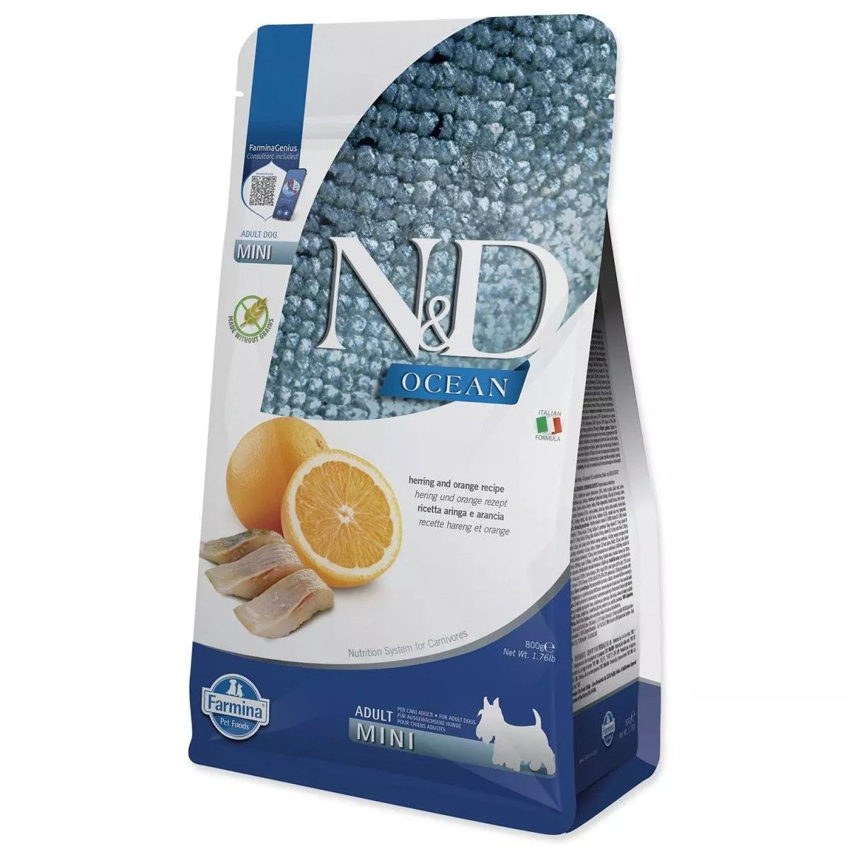 FARMINA N&D OCEAN - DOG Dry Herring&Orange ADULT MINI 800 g