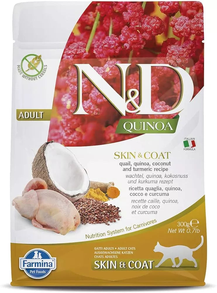 FARMINA N&D QUINOA - CAT Dry SKIN&COAT Quail&Coconut ADULT 300 g
