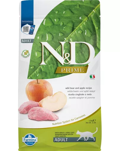 FARMINA N&D PRIME - CAT Dry Wild Boar&Apple ADULT 1,5 kg