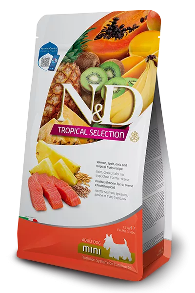 FARMINA N&D TROPICAL SELECTION - DOG Dry Salmon ADULT MINI 1,5 kg