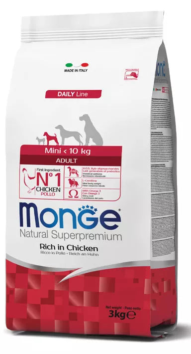 Monge mini adult sausas pašaras (vištiena) 0,8kg