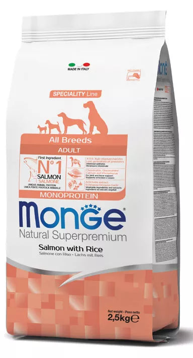 Monge adult sausas pašaras (lašiša ir ryžiai) 2,5kg