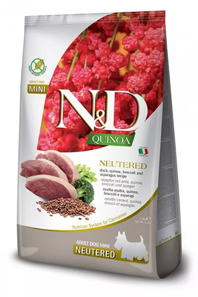 FARMINA N&D QUINOA - DOG Dry NEUTERED Duck Broccoli&Asparagus ADULT MINI 2,5 kg
