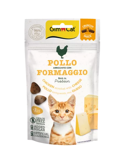 Gimcat Crunchy Snacks Chicken & Cheese traškūs skanėstai višta/sūris 50g