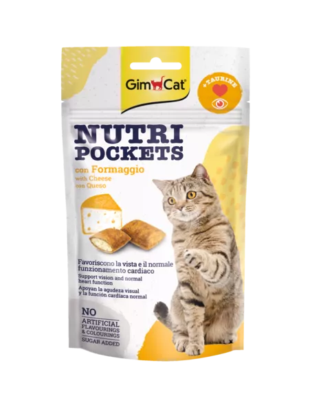 GimCat Nutri Pockets with Cheese & Taurine skanėstai katėms su Sūriu ir Taurinu 60g