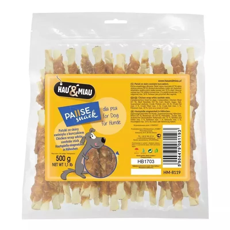 Hau&Miau balti pagaliukai apsukti vištiena 500g