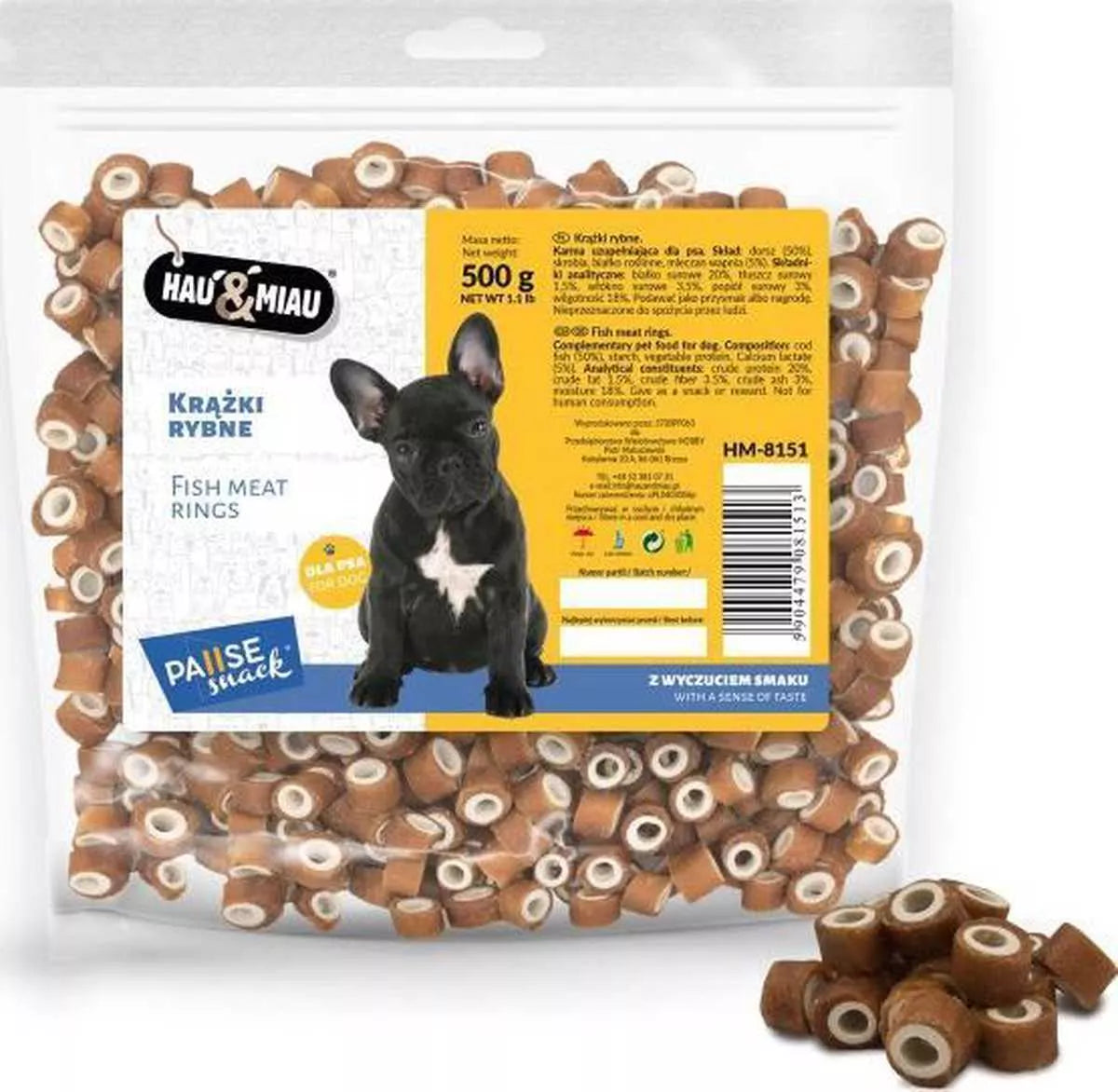 Hau&Miau minkšti mini žuvies žiedai 500g