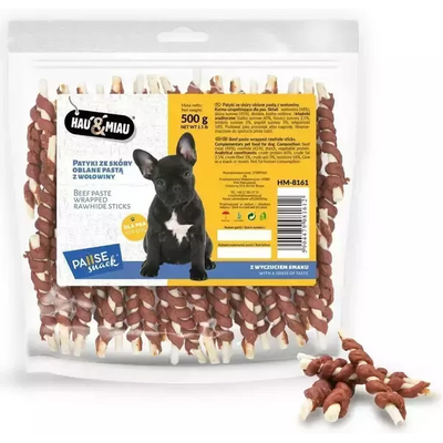 Hau&Miau balti pagaliukai, padengti jautienos pasta 500g