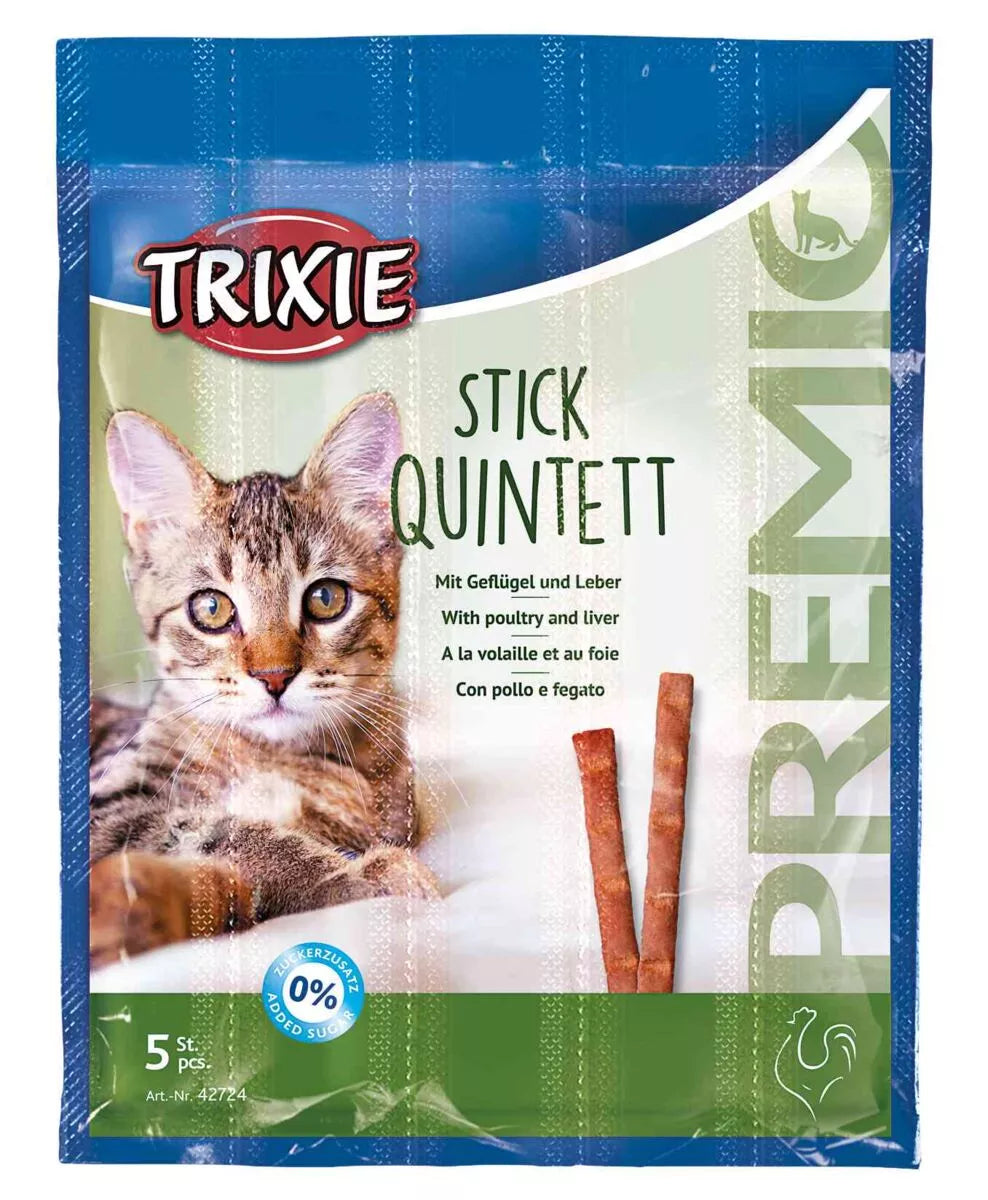 Trixie PREMIO Stick Quintett, poultry-liver, skanėstas katėms 5x5 g
