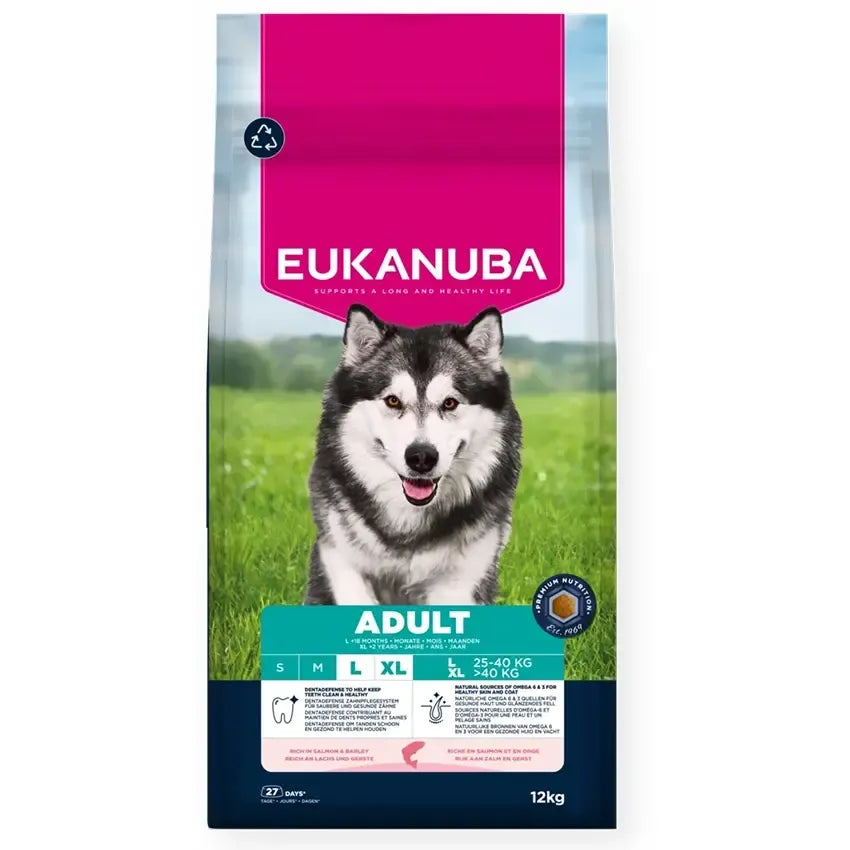 Eukanuba Dog Salmon Barley L/XL breed 12 kg, su lašiša ir miežiais