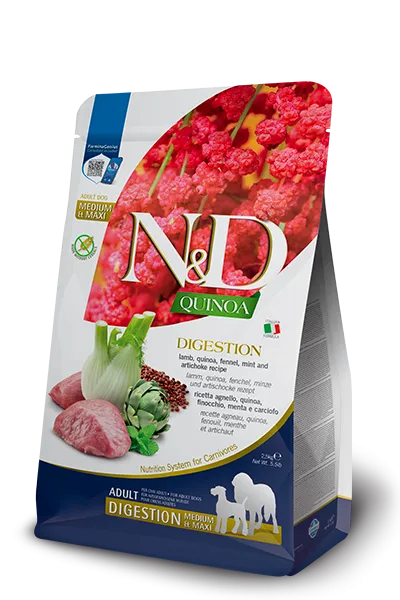 FARMINA N&D QUINOA - DOG Dry DIGESTION Lamb&Fennel ADULT MED&MAX 2,5 kg