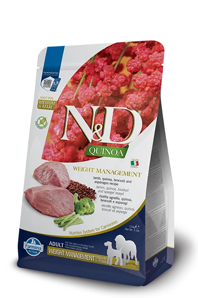 FARMINA N&D QUINOA - DOG Dry WEIGHT MANAGEMENT Lamb&Broccoli ADULT MED&MAX 2,5 kg