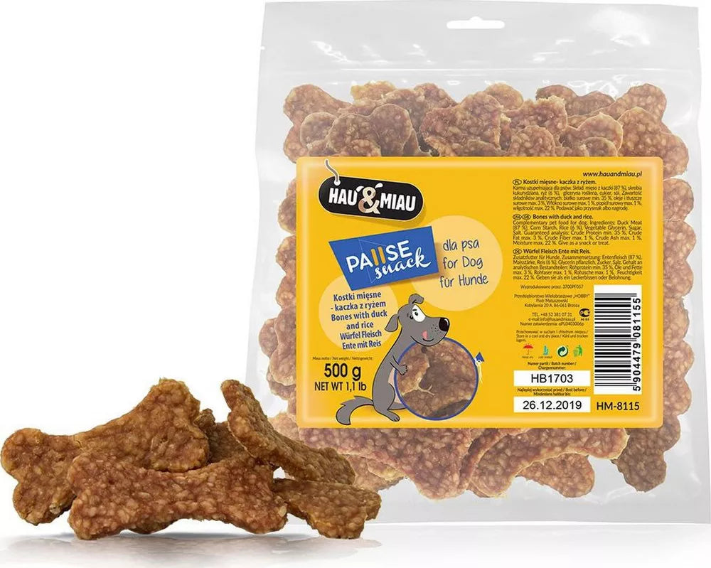 Hau&Miau mėsos kauliukai su Antiena ir Ryžiais 500g