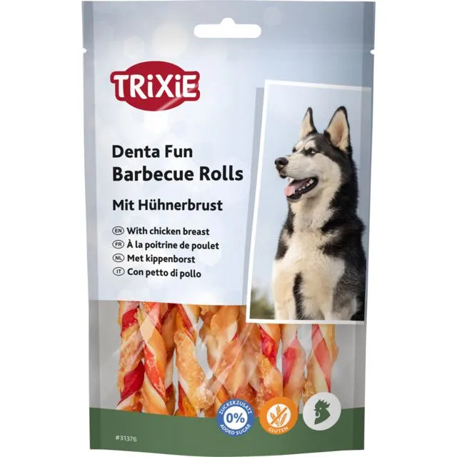 Trixie Denta Fun Barbecue Chicken Chewing Rolls, 12 cm, 10 vnt./80 g
